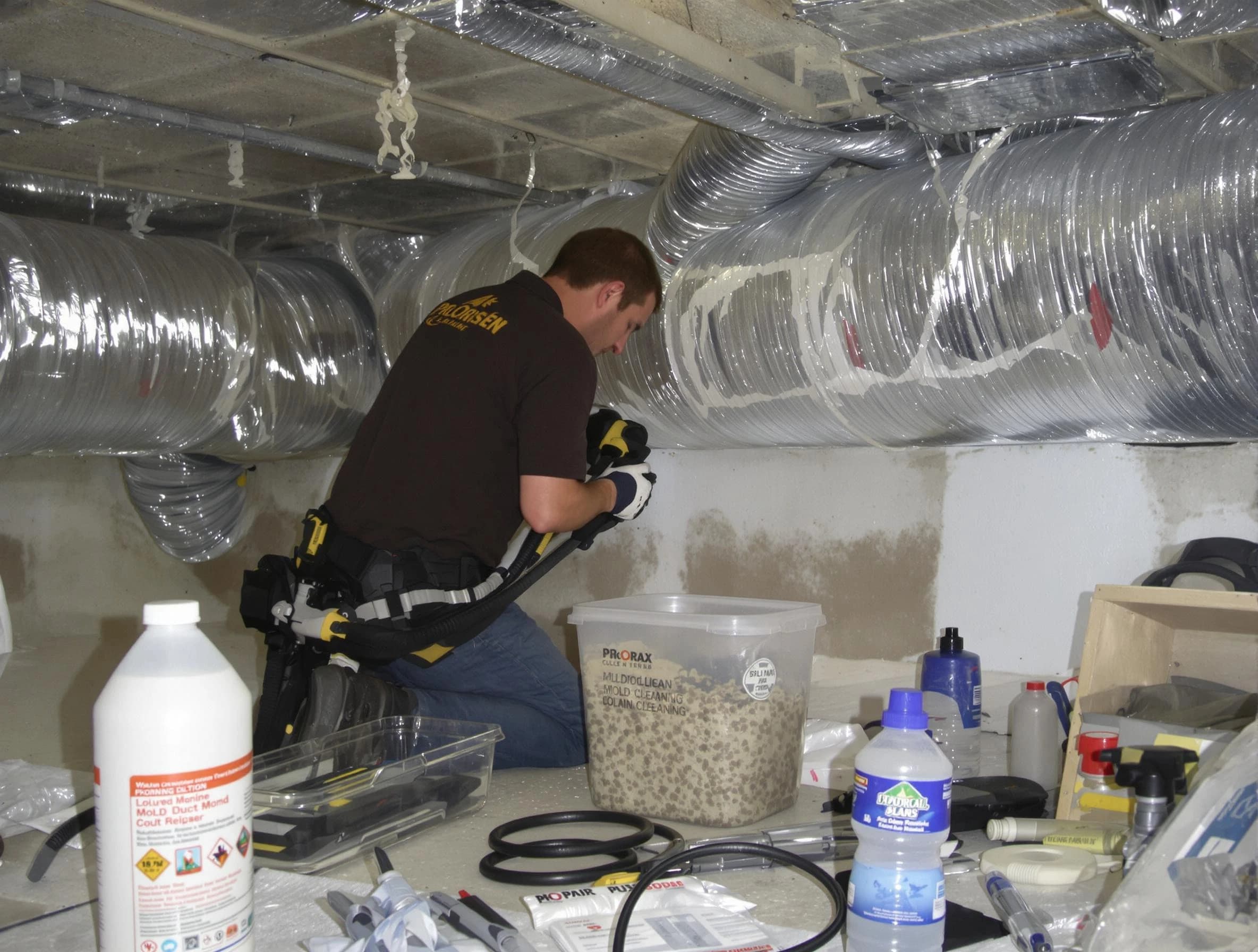 La Vergne Air Duct Cleaning specialist performing professional mold removal from air ducts in La Vergne
