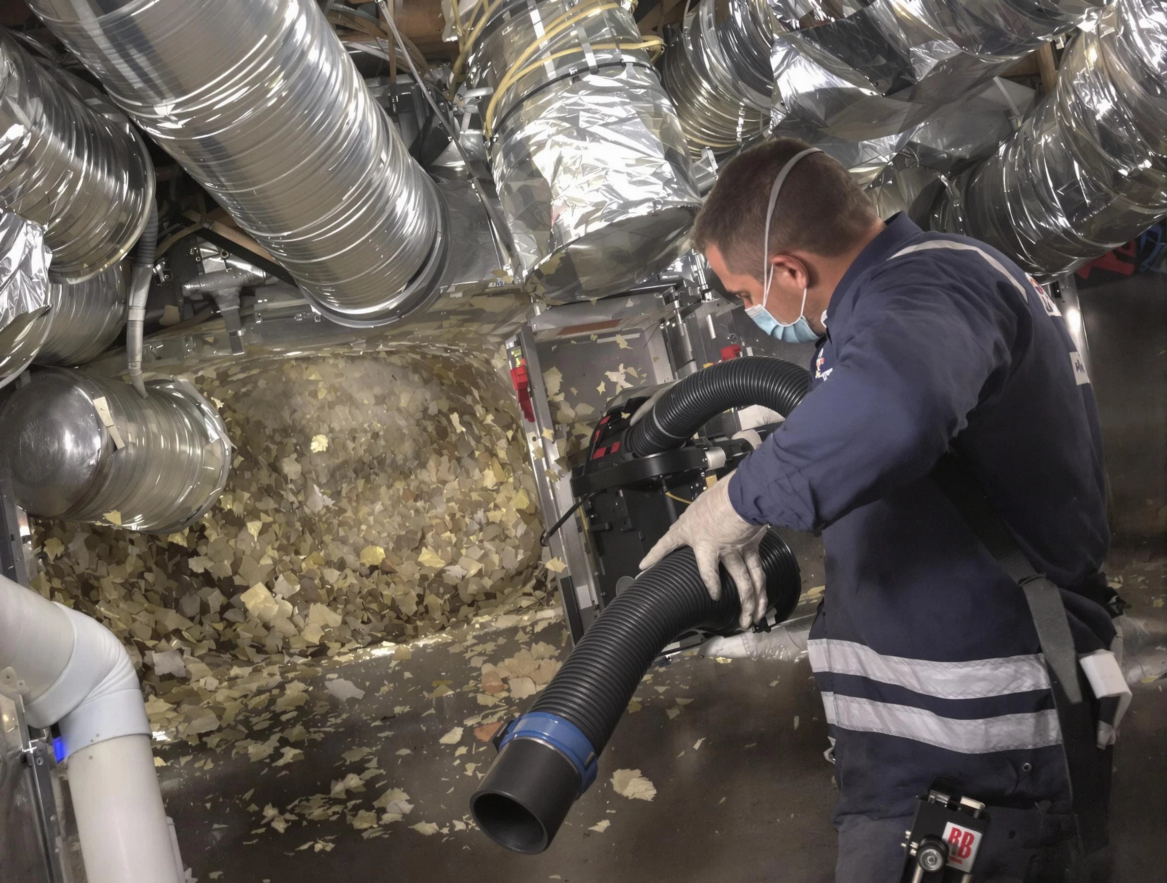 La Vergne Air Duct Cleaning specialist operating negative pressure cleaning equipment for thorough duct maintenance in La Vergne