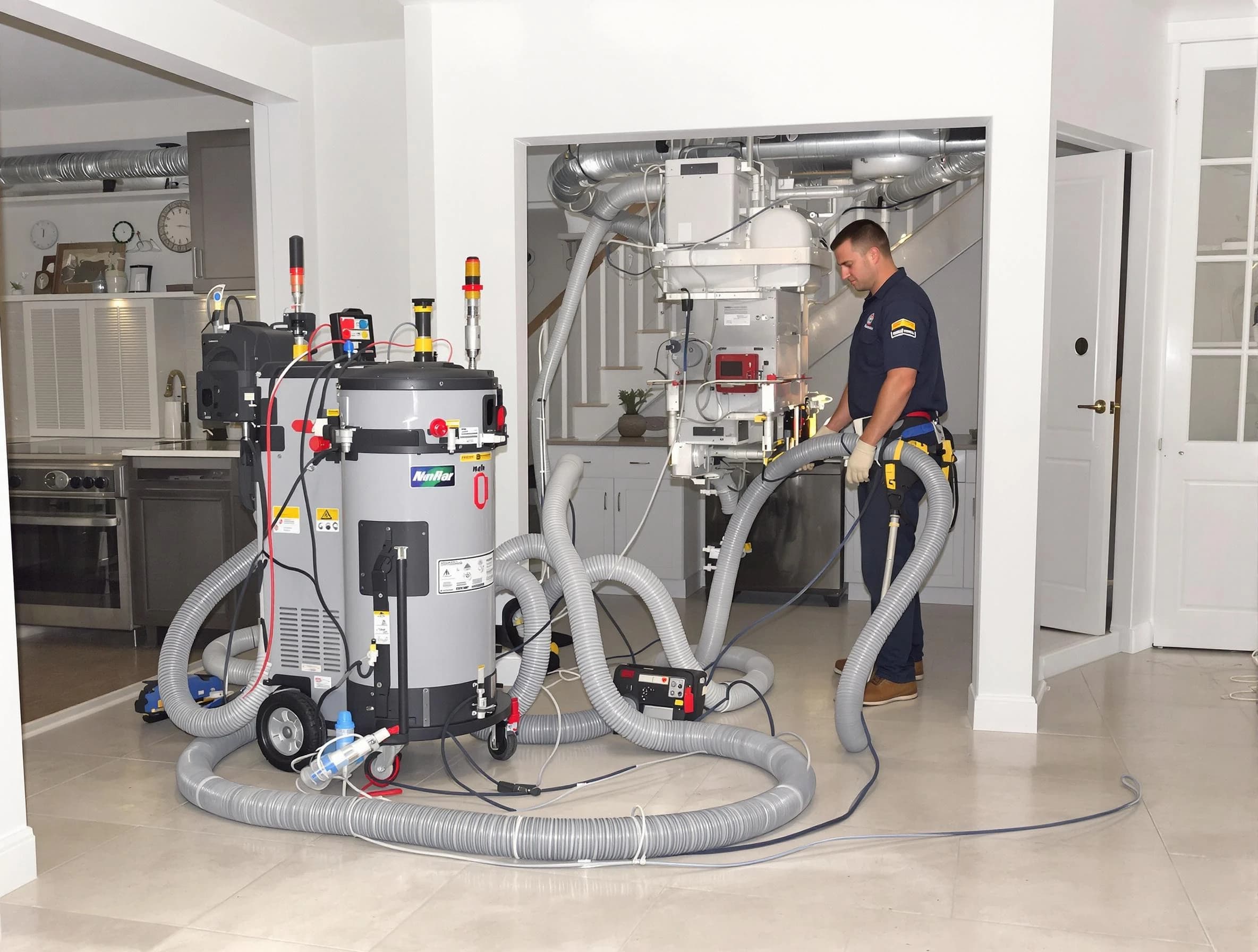 La Vergne Air Duct Cleaning technician operating negative pressure cleaning equipment for thorough duct maintenance in La Vergne