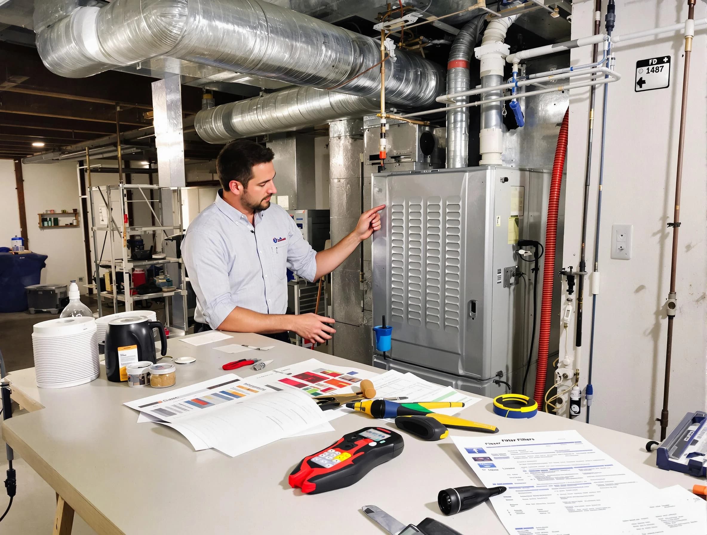 La Vergne Air Duct Cleaning inspector conducting detailed filter system evaluation using professional diagnostic tools in La Vergne